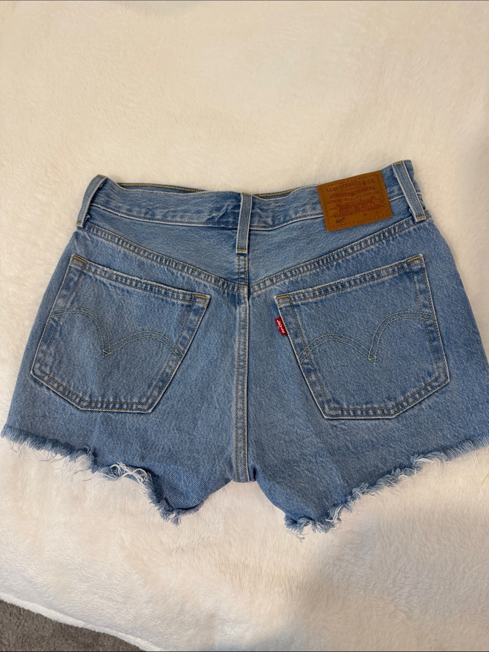 Levi's Light Blue Denim Cutoff Shorts with Frayed Hem